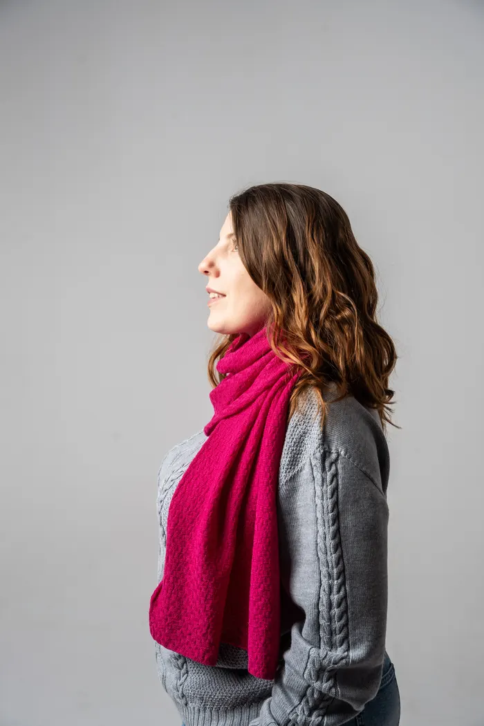 Raspberry knitted stole