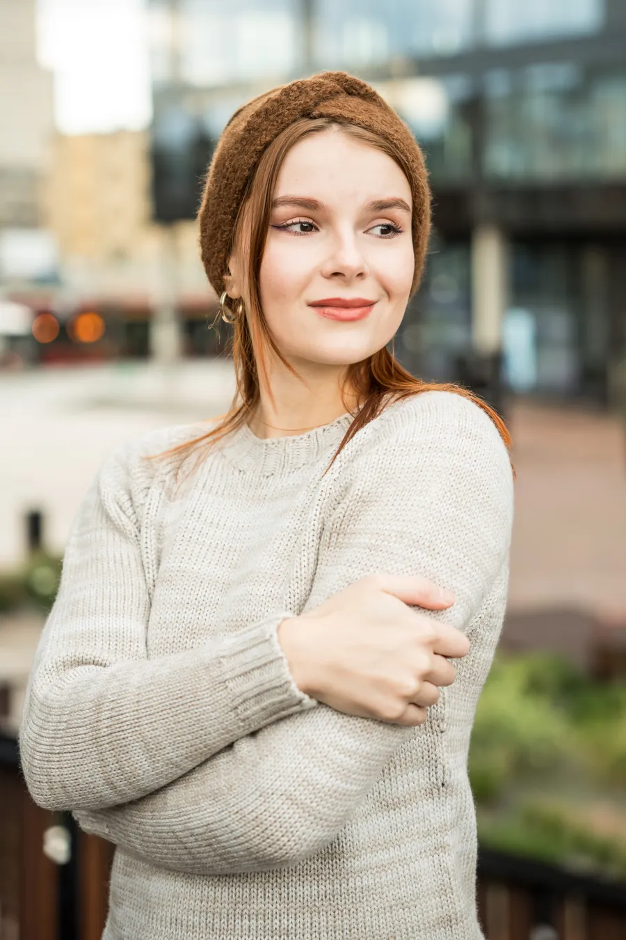 Brown alpaca headband